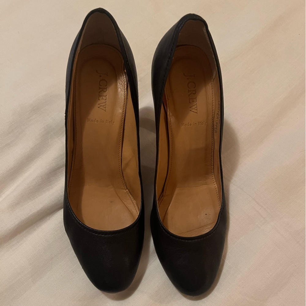 J Crew Black Leather Pumps